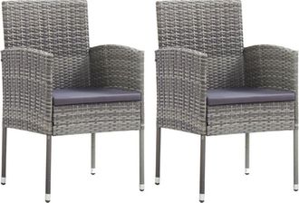 vidaXL Vidaxl - Sillas de jardín con cojines grises 2 uds ratán sintético gris