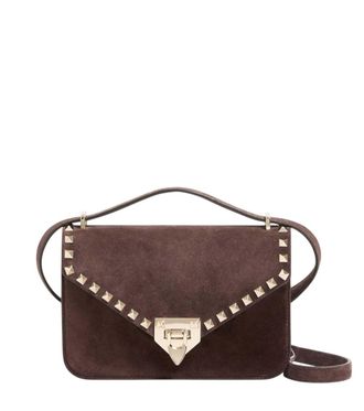 Valentino Garavani Brown Rockstud Small Shoulder Bag