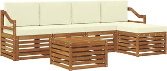 vidaXL Conjunto De Sof&aacute;s De Exterior 6 Uds. Natural Y Crema Vidaxl