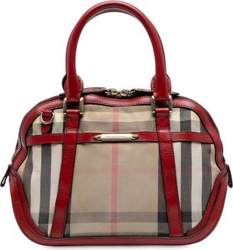 Burberry Pre-owned Burberry Small Leather Trimmed House Check Canvas Bridle Orchard Satchel Ladies ITCF&10SCA