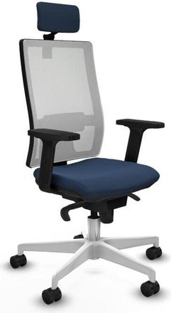 Piqueras y Crespo Piqueras Y Crespo - Horna sincro malla blanca similpiel azul marino brazos 2D base blanca cabecero 2D ruedas 65mm nailon