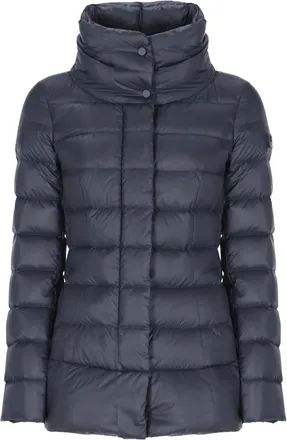 Peuterey Lange donsjas met voorgevormde quilting - Dames - Winterjassen - Blauw - XL - Leer - Jassen