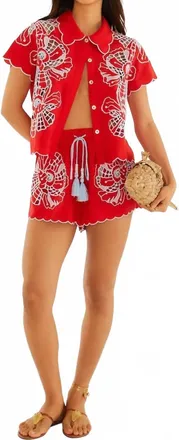 Farm Rio Poppy Flowers Shorts In Red