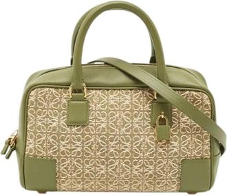 Loewe Pre-owned Canvas Handtas - Dames - Vintage Handtas - Groen - ONE Size - Vintage