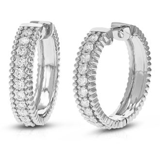 Vir Jewels 1 cttw Lab Grown Diamond Hoops Earrings in Sterling Silver With Hidden Post For Women