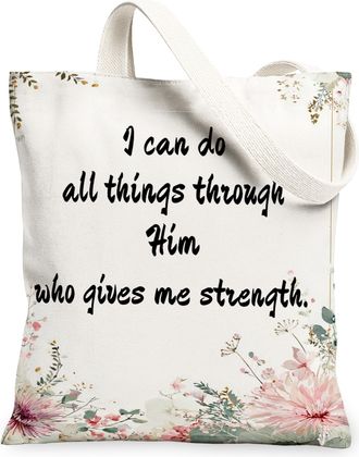 Generic Floral Canvas Tote Bags, Flower Pattern Reusable Grocery Bags, Spring Vintage Lightweight Washable Shoulder Strap for Outdo, Floral, 13x15 Inch