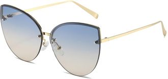 Generic Metal Womens Vacation Sunglasses Outdoor Commuter Mens Driving Sun Glasses(Blue)