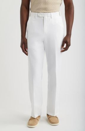 Berle Microfiber Flat Front Pants in White at Nordstrom, Size 35