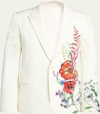 Alexander McQueen Mens Meadow Floral Single-Breasted Sport Coat