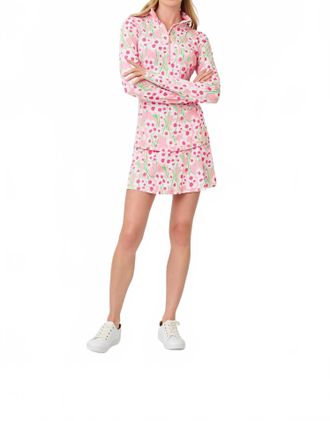 Lilly Pulitzer Justine Half Zip Pullover Sweatshirt In Conch Shell Pink Lil Sunny Daisies