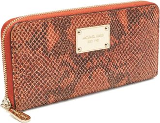 Michael Kors 2000s portemonnee met slangenleer-reliëf en rits - Oranje