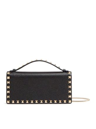 Valentino Garavani ROCKSTUD CHAIN WALLET IN GARNET CALFSKIN - Valentino Garavani - Woman