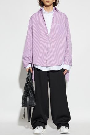 Balenciaga Shirt With Logo, Mens, Purple