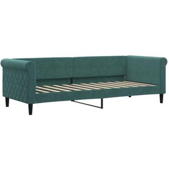 vidaXL Sof&aacute; Cama Sin Colch&oacute;n Terciopelo Verde Oscuro 80x200 Cm Vidaxl