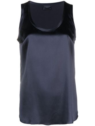 Brunello Cucinelli sleeveless silk-blend tank top - Blue
