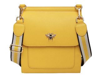 Alice Wheeler Large Bloomsbury Crossbody Bee Bag with striped strap (Mustard)