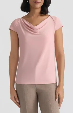 Kasper Cowl Neck Cap Sleeve Knit Top in Light Rose at Nordstrom, Size X-Small