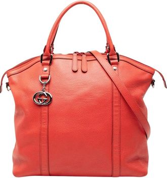 Gucci Pre-owned Handbags, female, Red, Size: ONE SIZE Pre-owned Leather Tote Bag