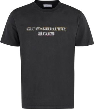 Off-white Tops, Heren, Zwart, S, Katoen, Printed katoenen T-shirt