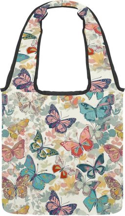Generic Beautiful Butterfly Flying Reversible Canvas Shoulder Tote - Double-Sided Print, 12oz Cotton, 27cm Drop, Fold-Flat Bag for Travel, Shopping, Street Ou