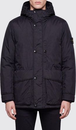 Stone Island Parka corto idrorepellente con cappuccio regolabile e logo