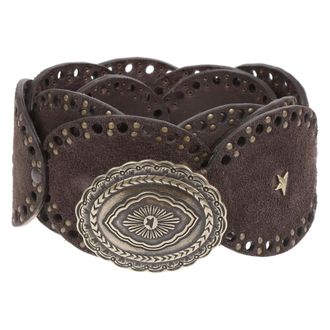 Golden Goose Washed Suede Oval Belt - Dames - Accessoires - Bruin - Maat: 80 CM Su&egrave;de