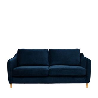 DRAWER Sof&aacute; cama express de 3 plazas en terciopelo - Noche azul