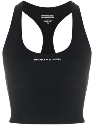 Sporty & Rich logo-print crop top - women - Nylon - L - Black