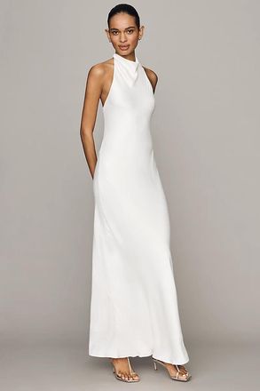 Maeve Jamie Satin Halter Maxi Dress