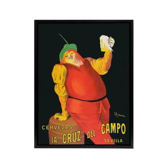 Artery8 Cappiello Cervezas Cruz Campo Beer Advert Framed Canvas Wall Art Print | Size: W24 x H32