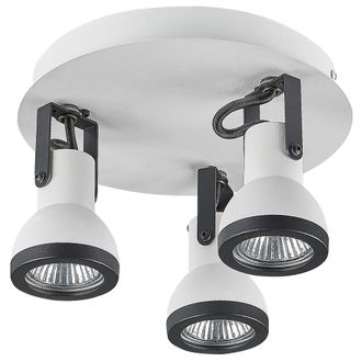 Beliani Beliani - Conjunto De 3 L&aacute;mparas De Techo De Metal Blanco Negro 21 Cm Brazo Baro