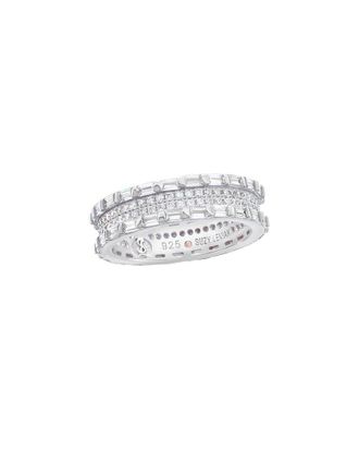 Suzy Levian Suzy Levian Silver Cz Baguette Framed Eternity Ring