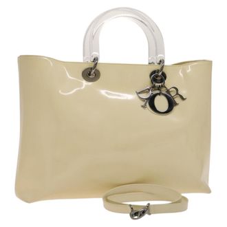 Dior Vintage Lady Dior Patent Patent Leather Beige Patent_Leather Bag (Pre-Owned)