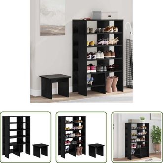 vidaXL vidaXL Armadio moderno - Mobile per scarpe 2 pcs Rovere Nero Legno multistrato