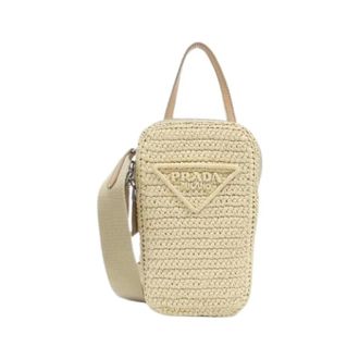 Prada Pre-owned Rafia Schoudertas - Dames - Pre-owned - Beige - Maat: ONE Size