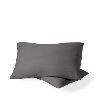 Bare Home 100% Organic Cotton Percale Cooling Pillowcase Set in Grey at Nordstrom, Size Standard