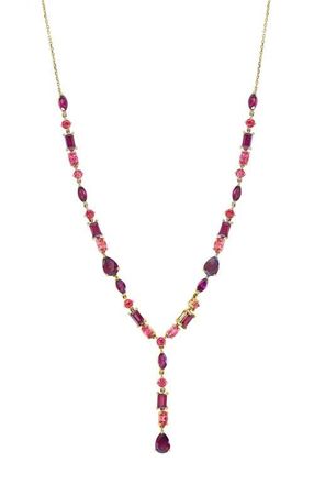 Effy 14K Yellow Gold Rhodolite & Pink Tourmaline Drop Necklace in 14K Gold at Nordstrom, Size 16