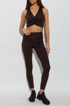 Michael Michael Kors Training Crop Top With Draping, Womens, Brown