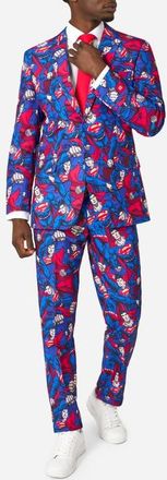 OppoSuits x Superman The Man of Steel Slim Fit Two-Piece Suit & Tie Set in Blue Multi at Nordstrom, Size 48 Regular