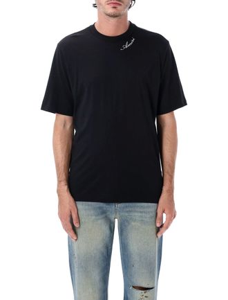 Amiri Script Cursive Logo Embroidered Cotton-Blend T-Shirt