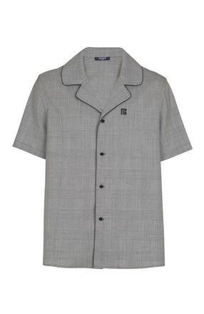 Balmain Short-sleeved Prince of Wales shirt in Black at Nordstrom, Size Xx-Large