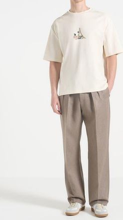 Mani&egrave;re De Voir Thierry Floral Eiffel Cotton T-Shirt in Cream at Nordstrom, Size Xx-Large