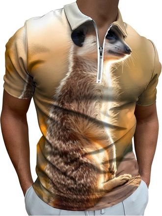 Generic Meerkat Mens Polo Shirt Casual Short Sleeve T Shirt Slim Fit Golf Polo Shirts XL