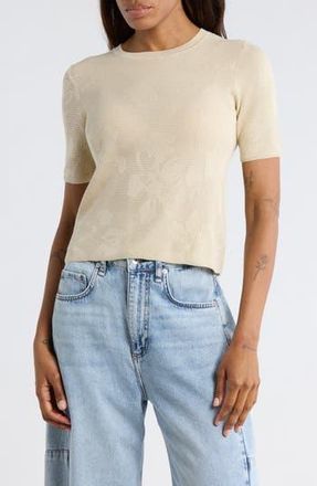 Rag & Bone Pam Short Sleeve Cotton Jacquard Sweater in Tan at Nordstrom Rack, Size X-Small