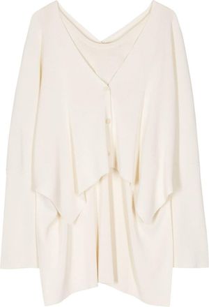 Isabel Benenato layered V-neck cardigan - women - Viscose/Polyester - S - Neutrals