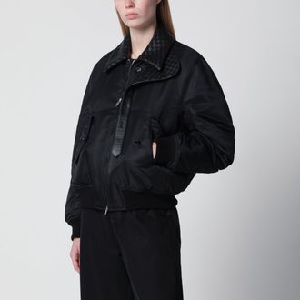 Bottega Veneta Padded nylon satin bomber jacket in double black