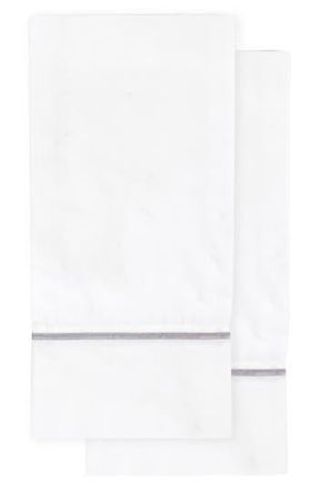Melange Home Single Embroidered Line 300 Thread Count 100% Cotton Pillowcases in Grey at Nordstrom Rack, Size Standard