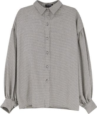 Actualee Camicia Pied-de-Poule con Effetto Lurex - - Blouses & Shirts - Donna - Nero - XS