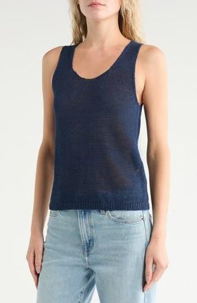 Vince Beachy Linen Open Stitch Tank in Coastal at Nordstrom Rack, Size X-Large