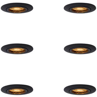 QAZQA Set of 6 Recessed Spotlights Black Adjustable - Ude Honey